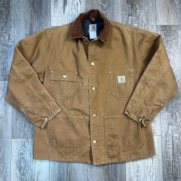 Carhartt Other - Vintage Tan CARHARTT Blanket Lined Barn Chore JACKET Mens Rugged Brown